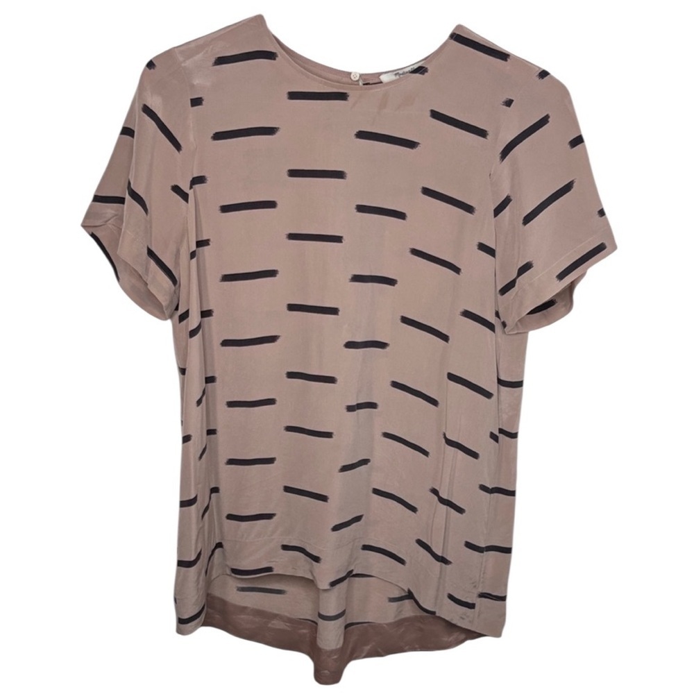 Madewell Rose Black Ikat Silk Tailored Tee Women Size M BLEMISH